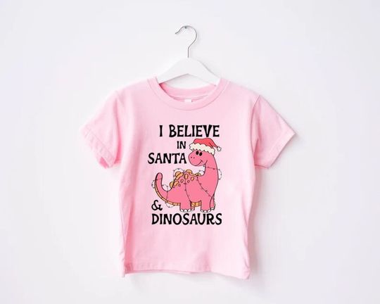 Discover Christmas Santa Shirt, Christmas Pink Dinosaur Shirt