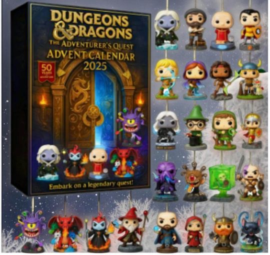 Dungeons & Dragons 2025 Advent Calendar, Fan Gifts, Collectible Gift Sets, Perfect Holiday Decorations, 24 Day Fantasy Countdown Box