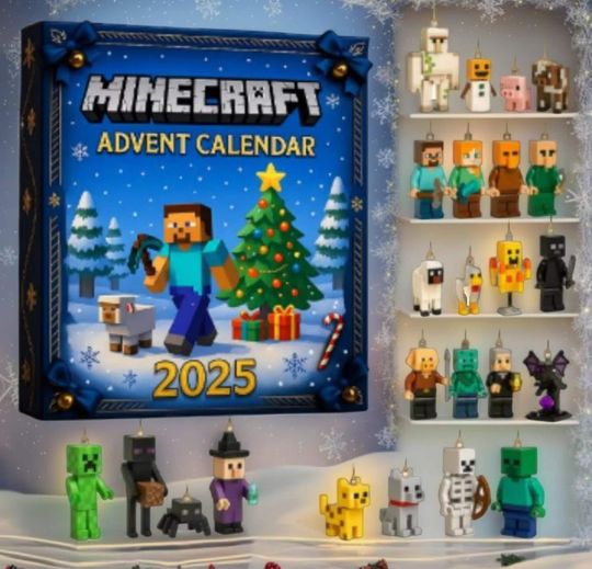 MINECRAFT  2025 Christmas Advent Calendar, Fan Gifts, Collectible Gift Sets, Perfect Holiday Decorations, 24 Day Fantasy Countdown Box