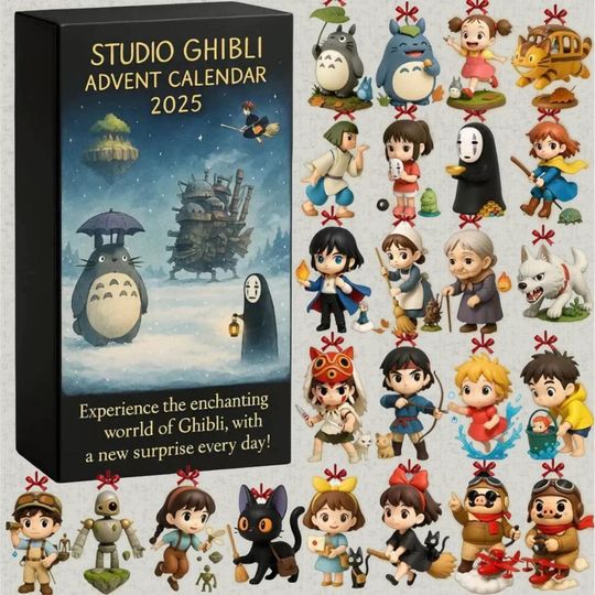 Studio Ghibli Anime Advent Calendar, Classic Studio Ghibli Anime Christmas Advent Calendar Collectible, 2D Acrylic Countdown Ornaments