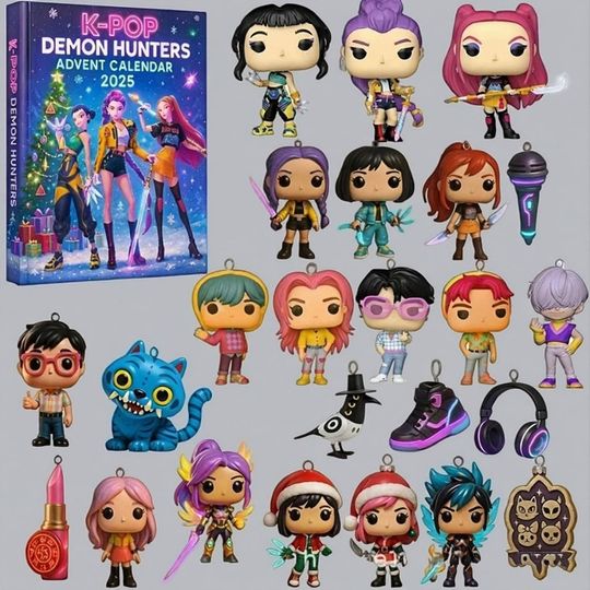 Kpop Demon Hunters Advent Calendar, Christmas Advent Calendar, Cute Christmas Countdown Box Set, 24 Funny Holiday Decor Ornaments