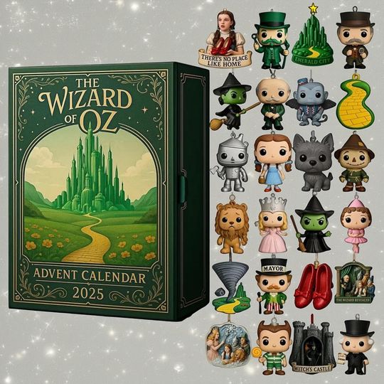 Wizard Of Oz Advent Calendar, 2D Flat Advent Calendar, Classic Fantasy Character Ornaments, 24 Unique Surprise Toys, Christmas Decor Gift