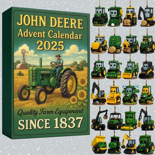 Discover 2025 John Dee Advent Calendar, Farm Tractor Christmas Decor, Vintage Christmas Decor Farming Vehicle Set, Gift for Farmers Country Lovers