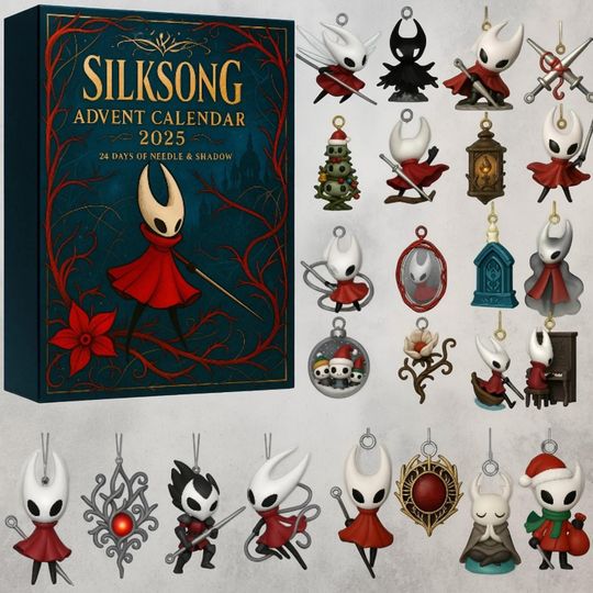 Hollow Knight Silksong Advent Calendar 2025, Hollow Knight Character, 24 Hollow knight Charms, Hornet & The Knight Ornaments, Gamer Gift