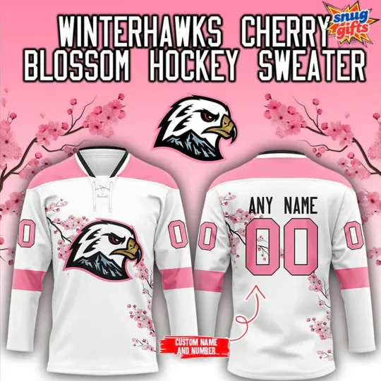 Discover Personalized Portland Winterhawks x Cherry Blossom 2025 Hockey Shirt Fan Gear
