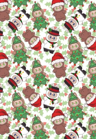 CUTE MONSTERS Christmas Wrapping Paper - Cute Character Wrap - Labubu Wrap