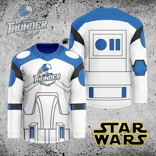 Discover Personalized Wichita Thunder X Star Wars Hockey Shirt Men's Fan Gear Xmas Gift