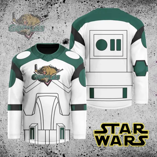 Discover Personalized Ut.ah Grizzlies X Star Wa.rs Hockey Shirt Men's Fan Gear Xmas Gift