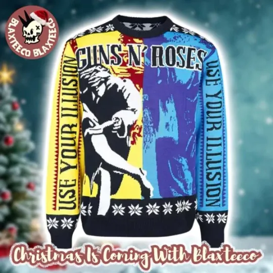 Discover Gun And Rose Use Your Illusion Album Split Ugly Christmas Sweater Jumper