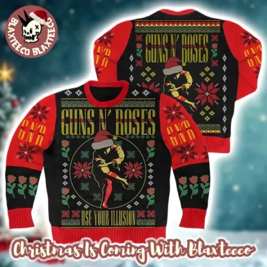 Discover Gun And Rose Use Your Illusion Xmas Style 2025 Ugly Christmas Sweater