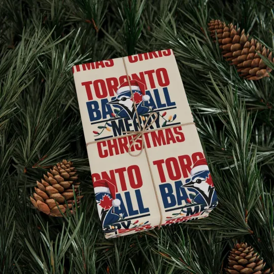 Discover Toronto Blue Jays Baseball Merry Christmas Wrapping Paper Gift Wrap Sports Fan