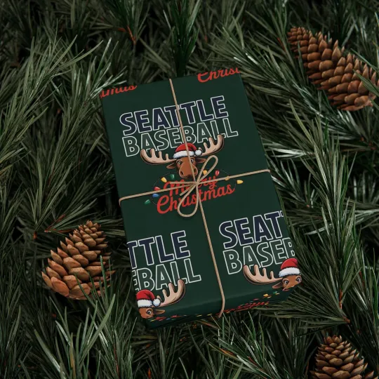 Discover Seattle Mariners Baseball Merry Christmas Wrapping Paper Gift Wrap Sports Fan