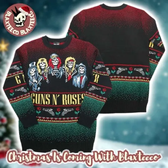 Discover Gun And Rose Holiday 19 Bravado Band Members Skeletons Ugly Christmas Sweater