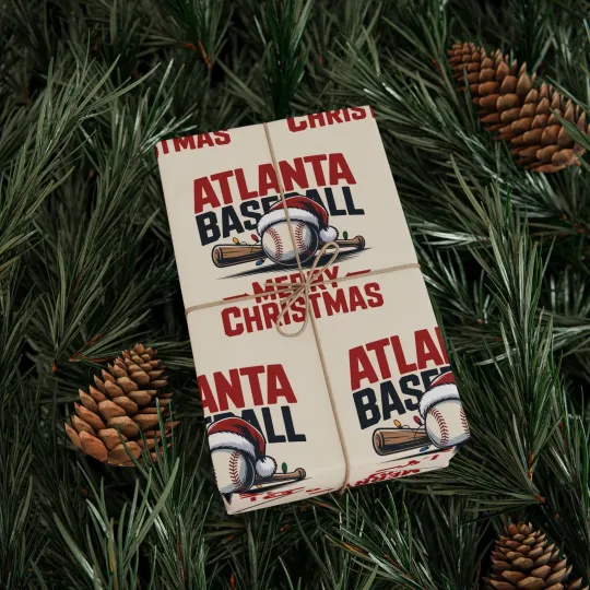 Discover Atlanta Braves Baseball Merry Christmas Wrapping Paper Gift Wrap Sports Fan