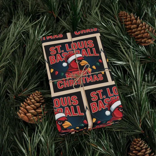 St. Louis Cardinals Baseball Merry Christmas Wrapping Paper Gift Wrap Sports Fan