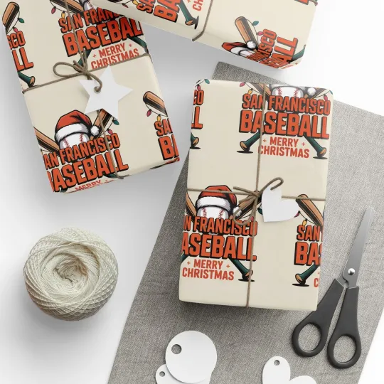 San Francisco Giants Baseball Merry Christmas Wrapping Paper Gift Wrap Sports