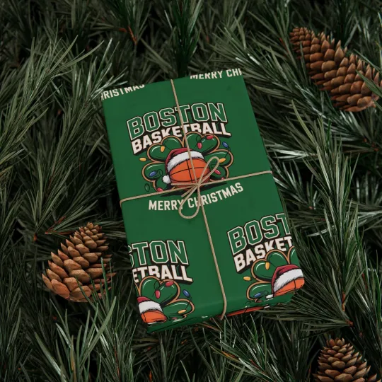 Discover Boston Celtics Basketball Wrapping Paper Gift Sports Fan Christmas Gift Wrap