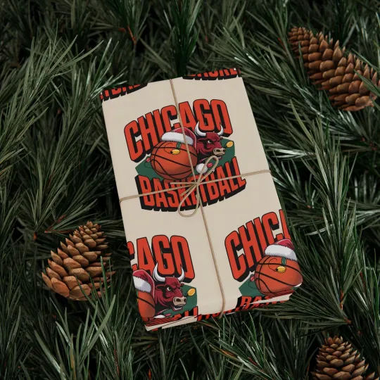 Discover Chicago Basketball Wrapping Paper Gift Wrap Sports Fan Christmas Gift Bulls
