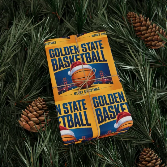Golden State Basketball Wrapping Paper Gift Wrap Holiday Sports Fan Warriors