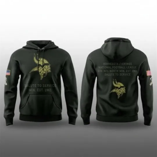 Discover Vikings Salute to Service 2025 Hoodie 3D Hoodie for Men Women