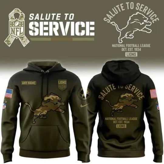 Discover Lions 2025 Salute to Service Hoodie 3D Hoodie
