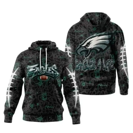 2025 Eagles Graffiti 3D Hoodie