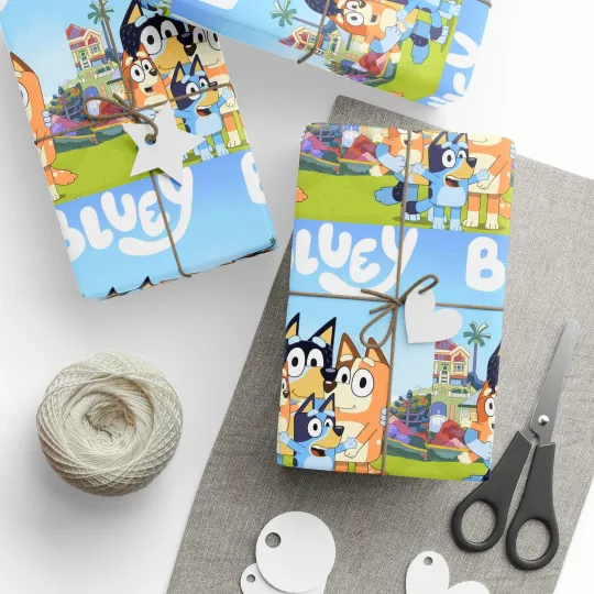 Discover BlueyDad Childrens TV Show Cartoon Birthday High Def Gift Wrapping Paper