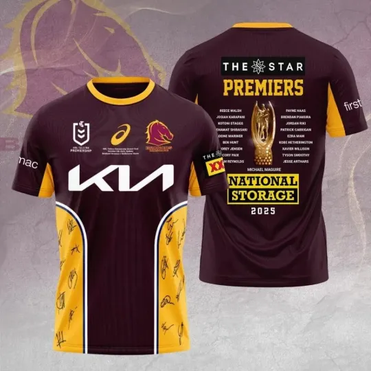 Discover Brisbane Broncos 2025 NRL Premiers Shirt