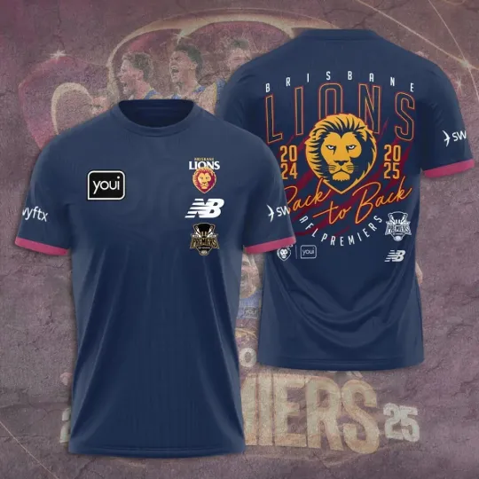 Discover 2025 Brisbane Lions Back to Back Premiers 3D T-Shirt