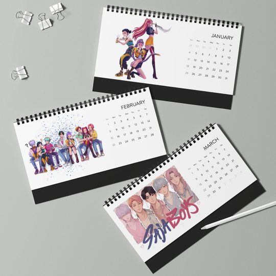 Discover Kpop Demon Hunters Soda Pop Magic Potion Desktop Calendar 2026