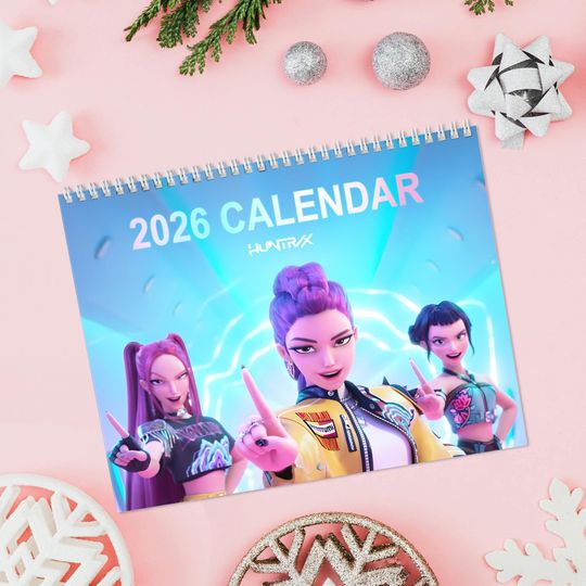 Huntrix Kpop Demon Hunter Calendar 2026 | Anime Kpop Idol Art | Huntrix Girls Wall Calendar | Kpop Fan Gift | Cute Desk Decor