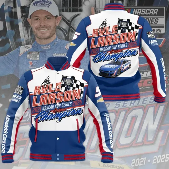 Discover Larson 2025 NASCAR Cup Series Champion Varsity Jacket