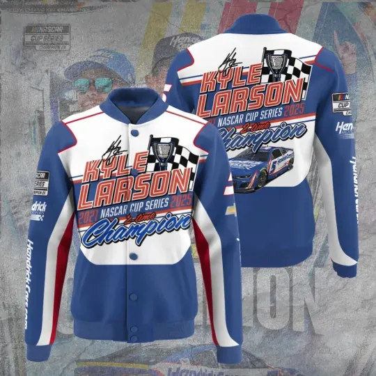 Discover Kyle Larson 2025 NASCAR Cup Series Champion Varsity Jacket