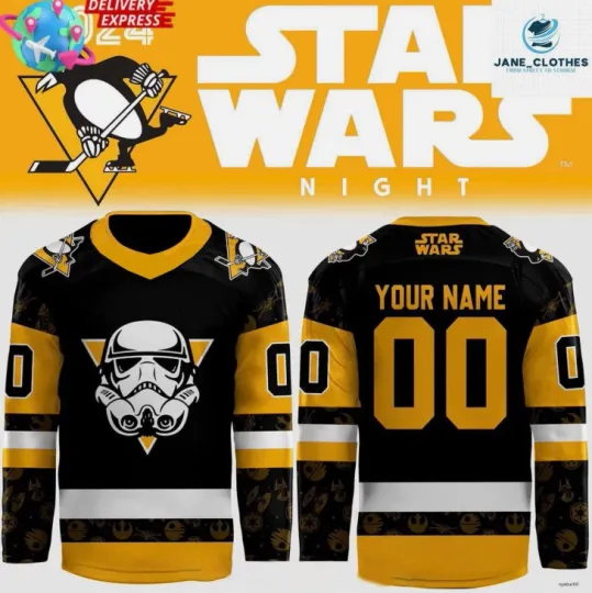 Discover Personalized Penguins x Night 2024 Black Hockey Jersey Gift For Christmas