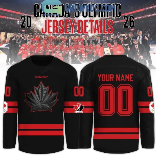 Discover Canada Olympic 2026 Black Hockey Jersey Gift For Christmas