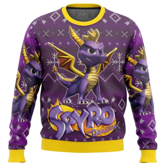 Spyro the Dragon Ugly Christmas Sweater Retro Gaming Gift for Fans