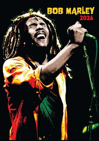 Discover 2026 Vertical Wall Calendar Bob Marley Vintage Music Posters 12 Pages