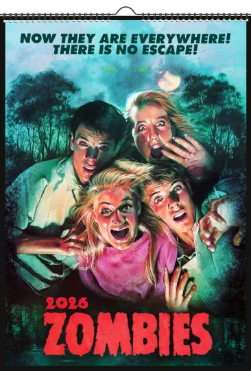 Discover 2026 Vertical Wall Calendar Zombies and Undead Vintage Trash Horror Film