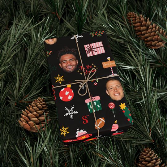 Discover Custom Holiday Sports Wrapping Paper Personalized Name Team Holiday Gift Wrap Favorite Fan
