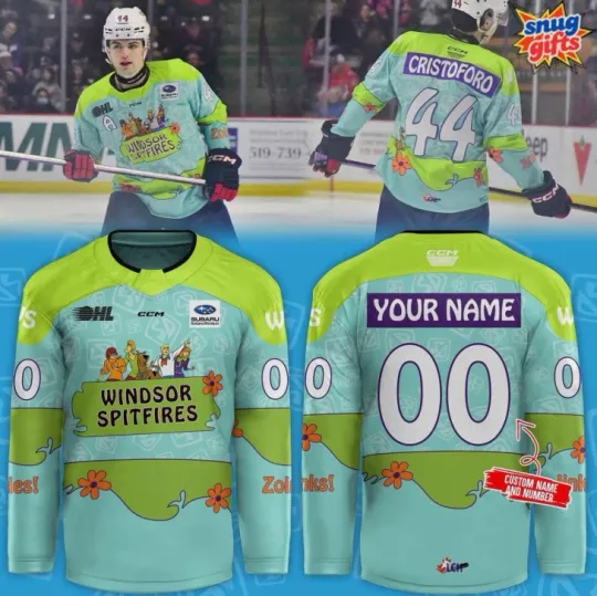Personalized Scooby-Doo x Windsor Spitfires Mystery Machine Hockey Jersey