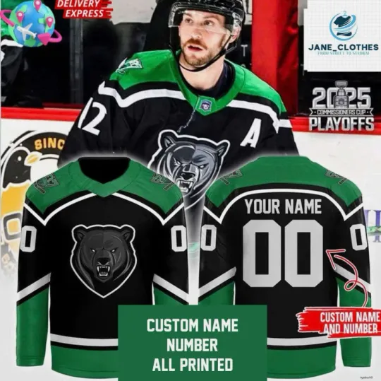 Discover Personalized Binghamton Black x 2025 Commissioners Playoffs Hockey Jersey