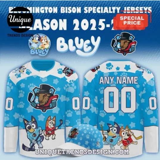 Discover Personalized 2025 Bloomington x BlueyDad Night Hockey Jersey Gift For Christmas
