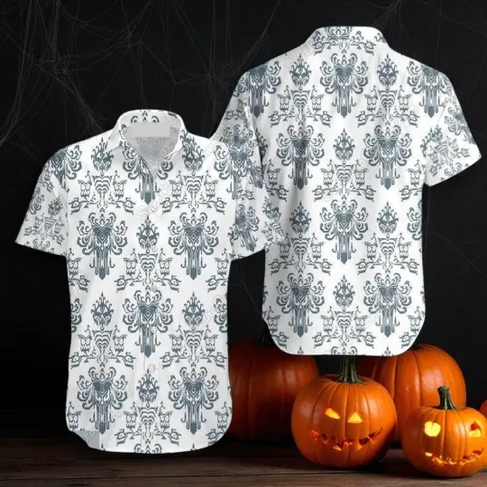 Discover Haunted Mansion Button Shirt Hitchhiking Ghosts Hawaiian Shirt Foolish Mortals