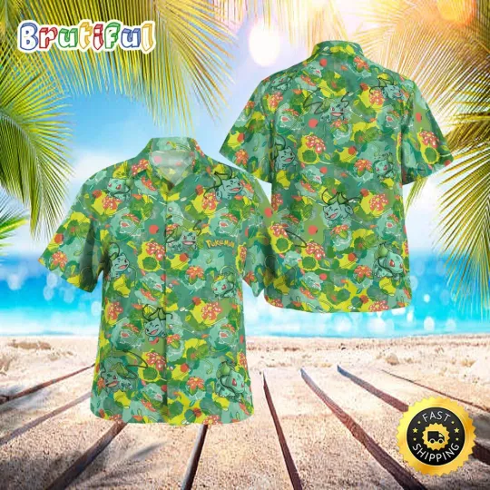 Bulbasaur Floral Summer PKM Hawaiian Shirt