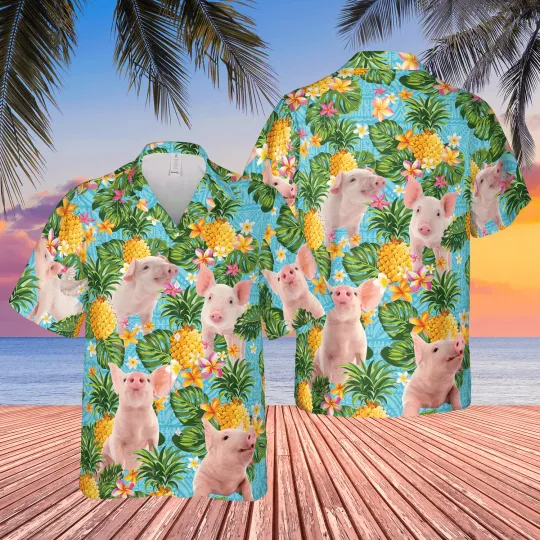 Discover Pineapple Hawaiian Theme For Pig Lovers All 3D Printed Hawaiian Shirt