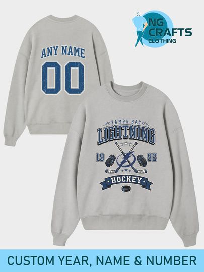 Discover Personalized Tampa Bay Lightning Sweatshirt, Custom Hockey Name & Number