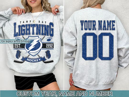 Discover Vintage Tampa Bay Lightning Sweatshirt, Retro Tampa Bay shirt, Tampa Bay Hockey Fan shirt, Tampa Bay Sweatshirt, Custom hockey tee