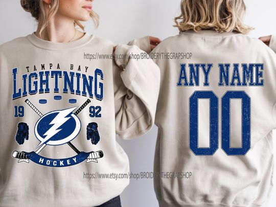 Discover Personalized name and number Tampa Bay Lightning Sweatshirt, Tampa Bay Lightning crewneck, Tampa Bay Hockey shirt, Hockey Tee, Hockey Number