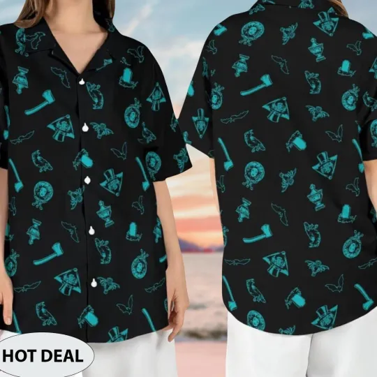 Discover Halloween Haunted Mansion Hawaiian Shirt, Foolish Mortals Shirt Disneyland Butto