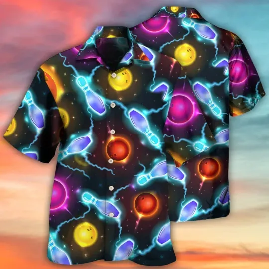 Discover 3D Bowling Hawaiian Shirt, Bowling Painting Hawaiian Shirt